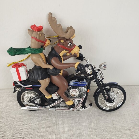 Harley Davidson Christmas Ornament Two For the Road Reindeer Spinning Wheels - Picture 4 of 5